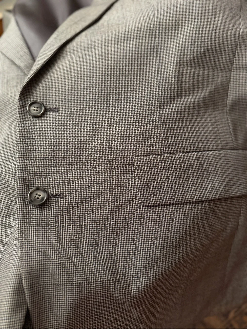 Vintage John Weitz Gray Micro Houndstooth 2-Piece Suit Men’s 42R 34x28